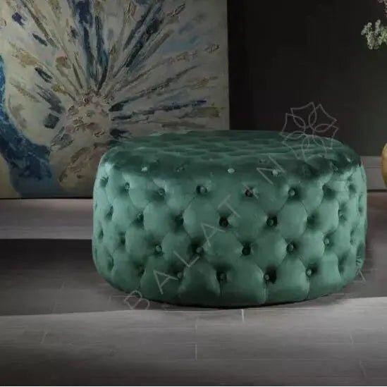 Royal Circular Chesterfield Pouffe - Kings Furniture