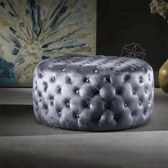 Royal Circular Chesterfield Pouffe - Kings Furniture